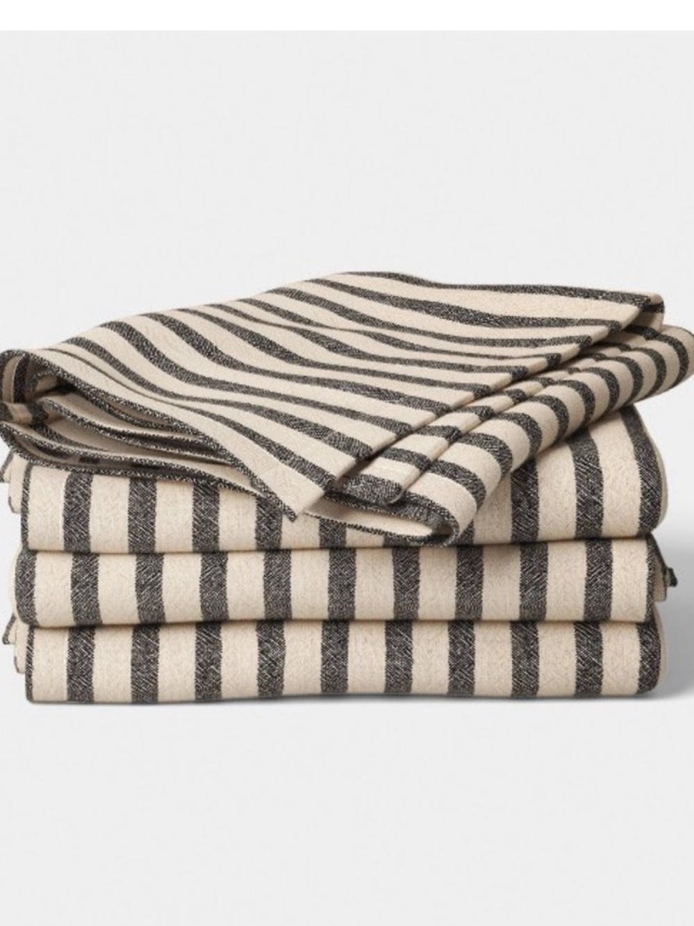 THRESHOLD NWT 4pk Dinner Napkins Khaki/Black Stripes